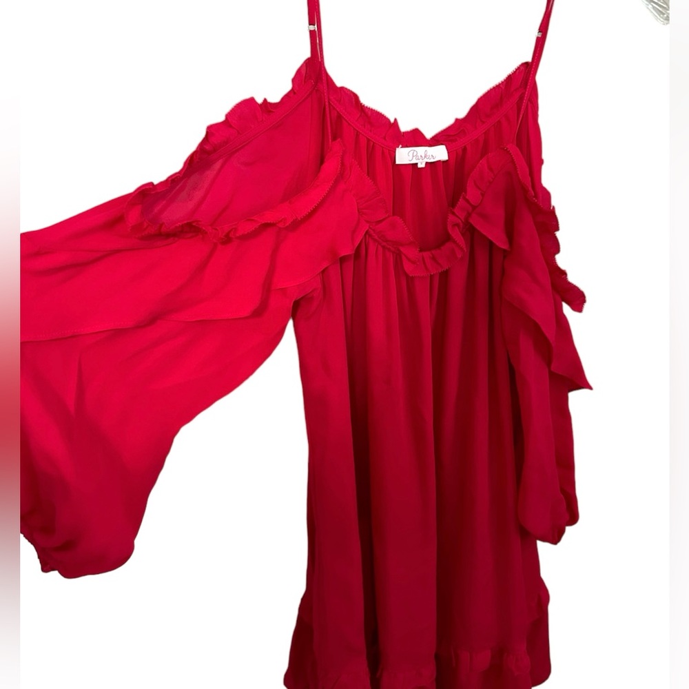 Parker dark pink off shoulder dress